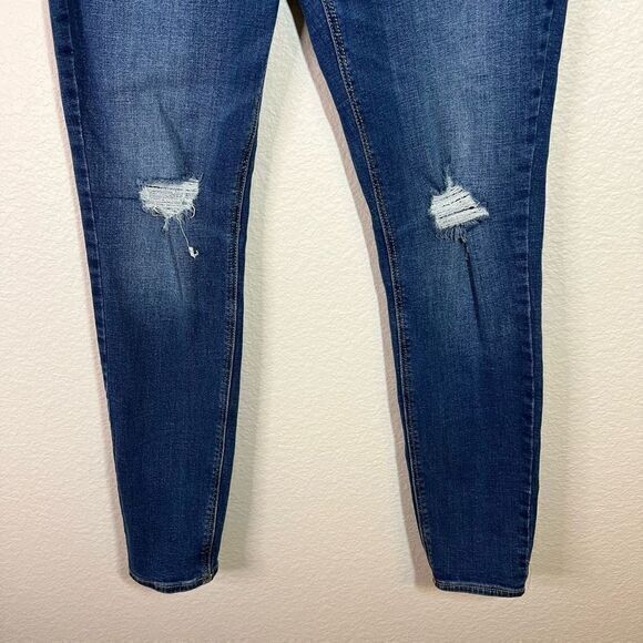 Old Navy Women's Super Skinny Jeans High Rise Rockstar Distressed Blue 10 Long‎ - Picture 3 of 7